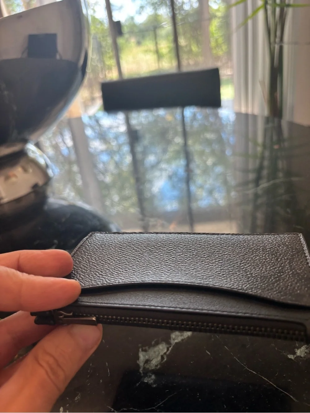Coach Men's Black Signature Monogram Card & Zip Holder